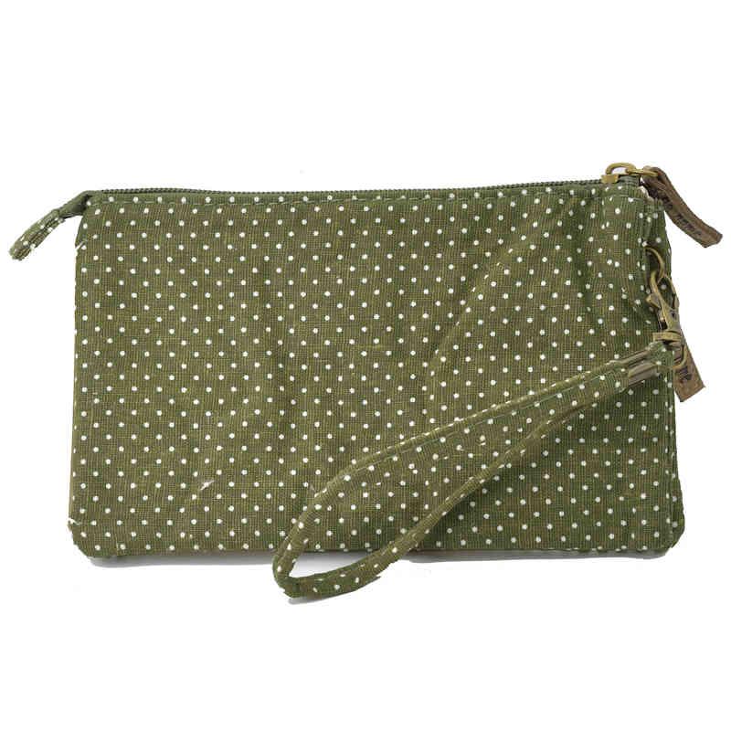 Handtasche Patchwork Kosmetiktasche Geldbörse Punkte grün